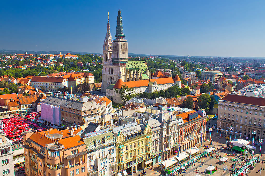Main square with Cathedral in Zagreb, Croatia
