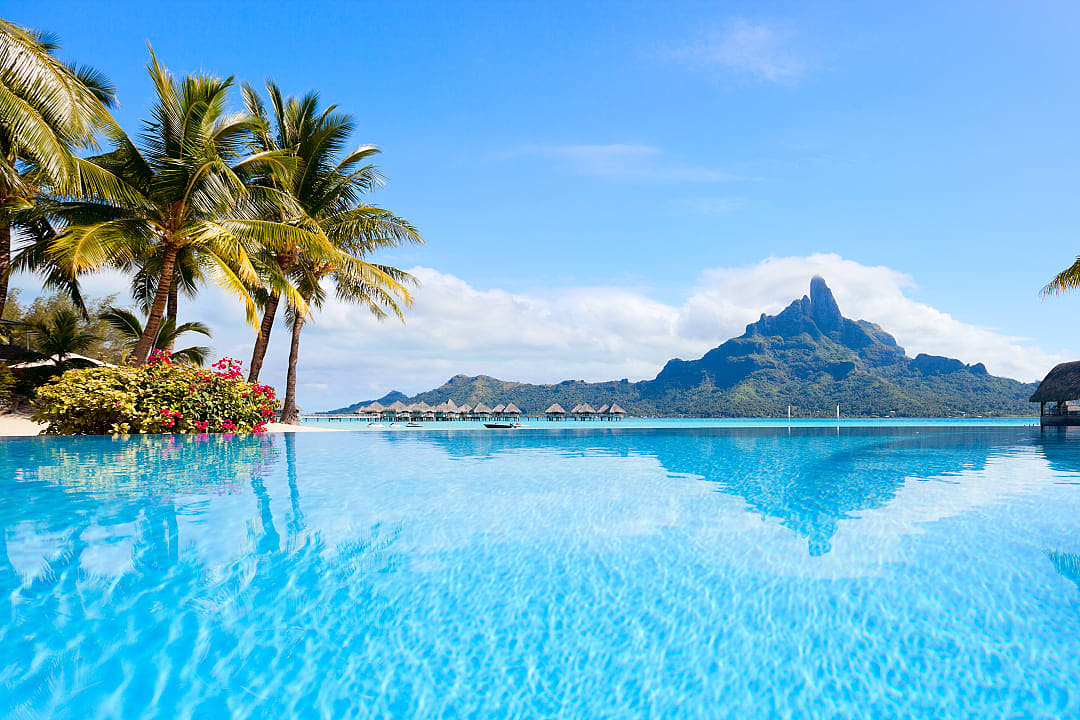 View of Mount Otemanu on the island of Bora Bora in French Polynesia.