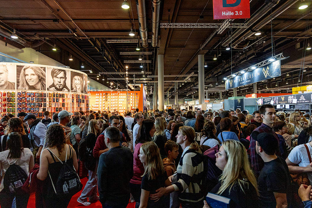 Exhibit floor at the Frankfurt Book Fair in Germany