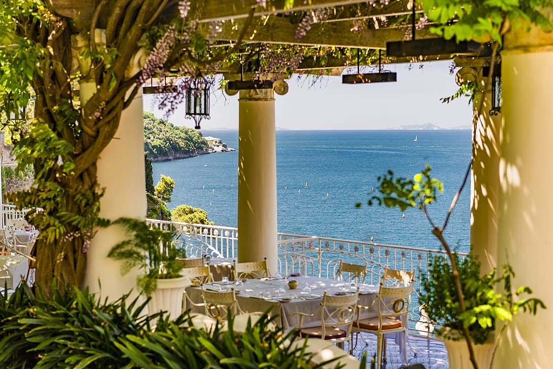 Restaurant in Positano on the Amalfi Coast, Italy.