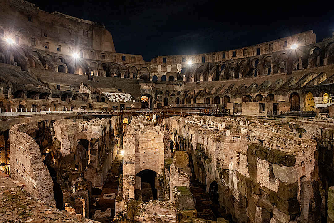 Enjoy a private evening tour at the Colosseum in Rome.