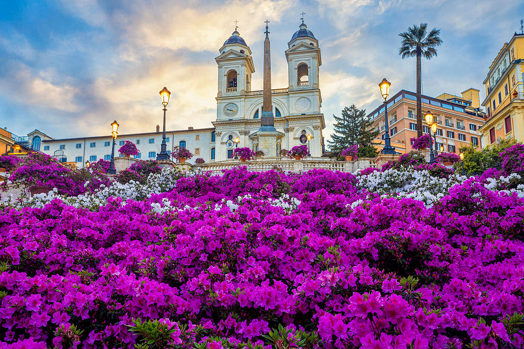 Piazza di Spagna at sunset in Rome