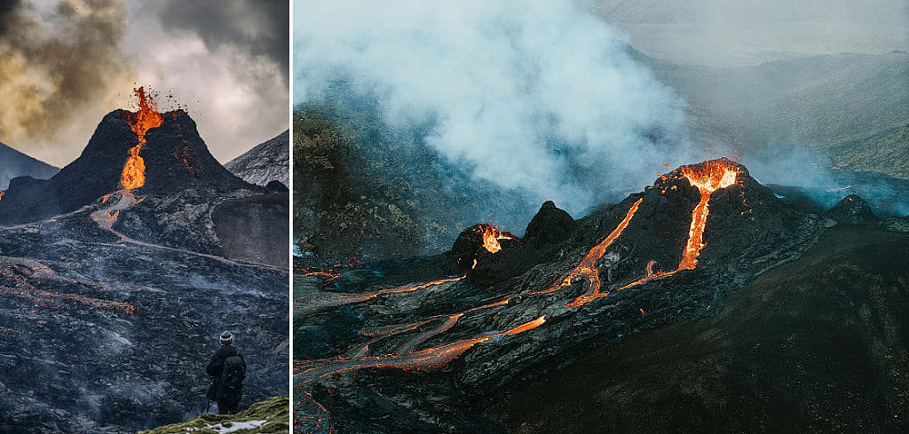 Fagradalsfjall volcano erupting in Iceland