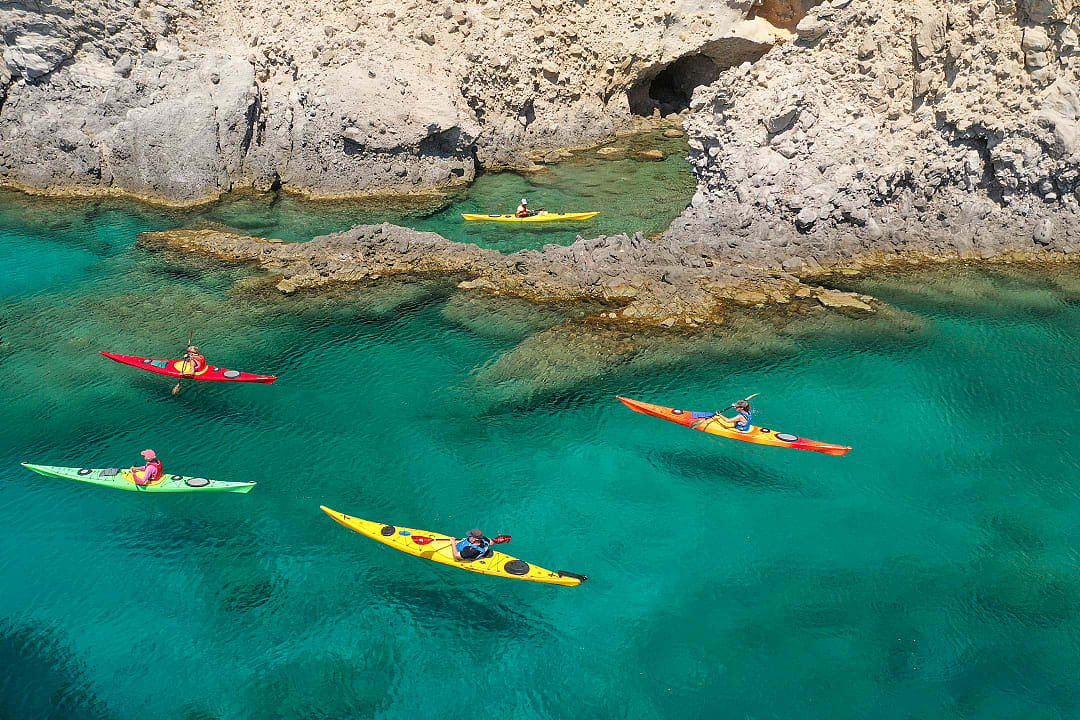 Kayaking at Tsigrado in Milos, Greece