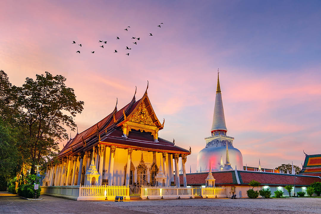 Wat Phra Mahathat Woramahawihan Temple in Nakhon Si Thammarat, Thailand.