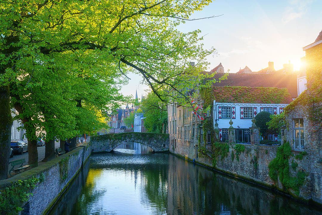 Dijver canal in the old town of Bruges in Belgium.