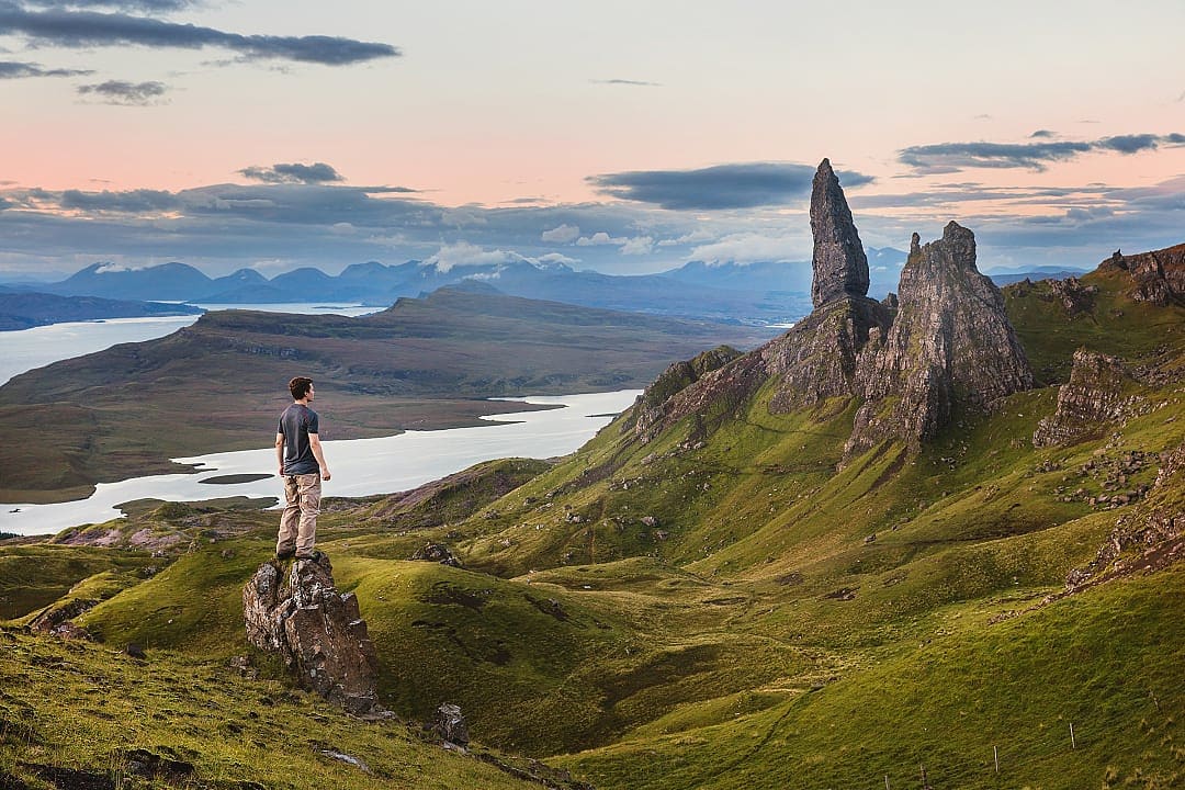 Hiker at the Isle of Skye in Scotland