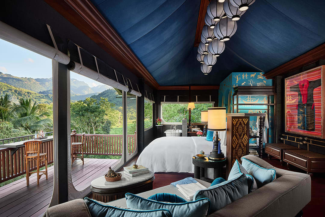Hilltop tent with a view at Rosewood Luang Prabang