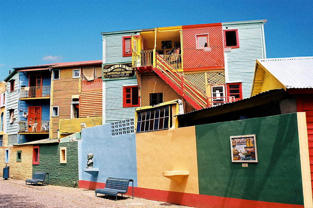 Colorful buildings in La Boca in Buenos Aires, Argentina