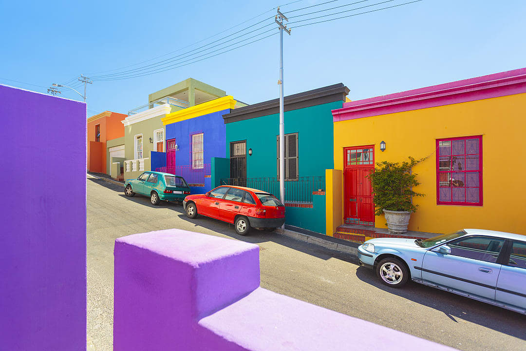 Colorful houses in the Bo-Kaap neighborhood.