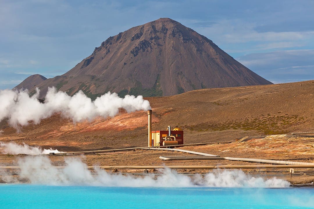 Geothermal power station in Myvatn, Iceland. 