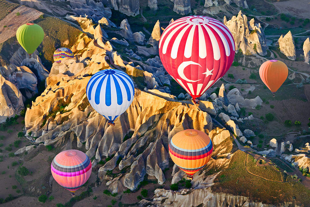 Hot-air balloons over Cappadocia, Turkey