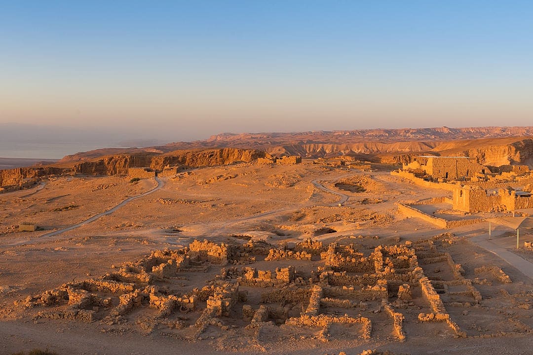 Sunrise at the Northern Palace in Masada, Israel
