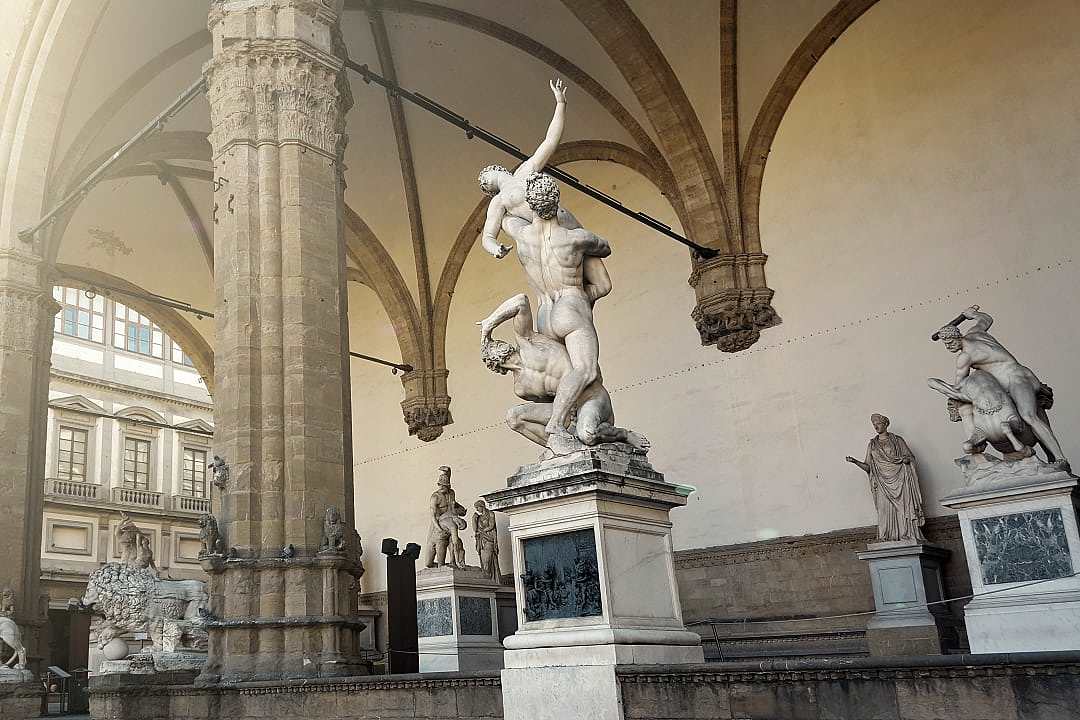 Statues at the Uffizi Gallery, Florence.