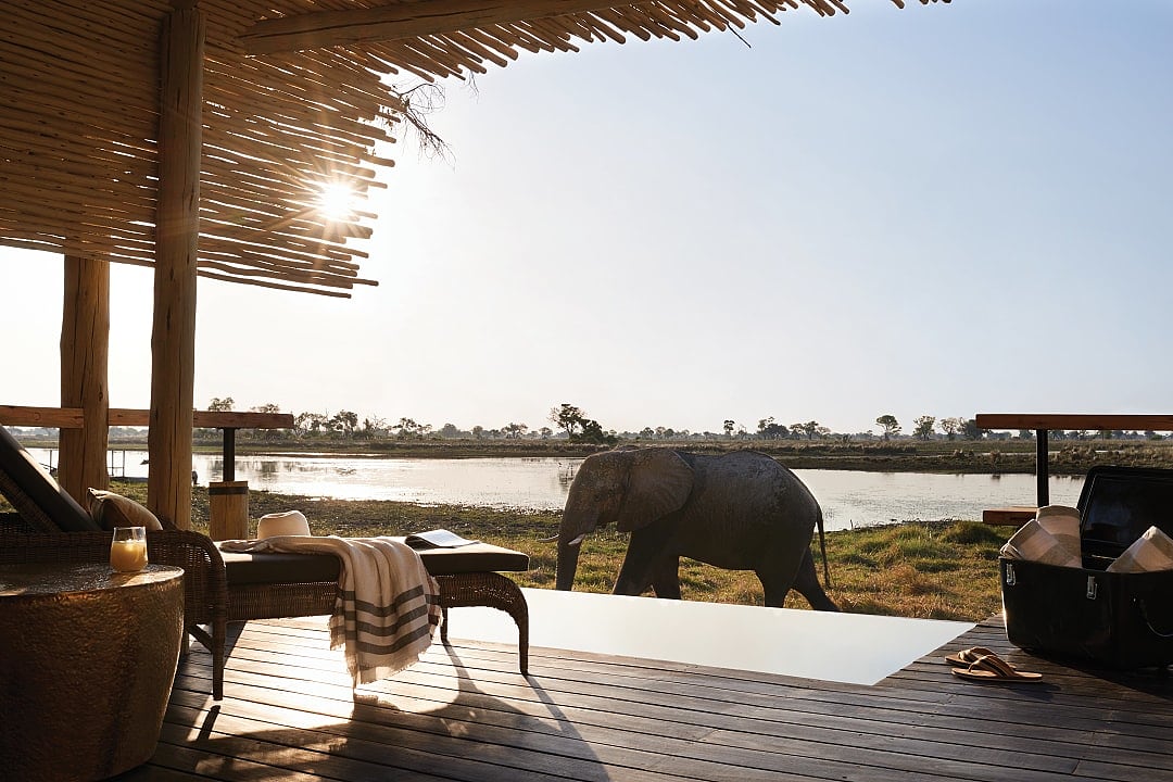 Lodge in Botswana at sunset