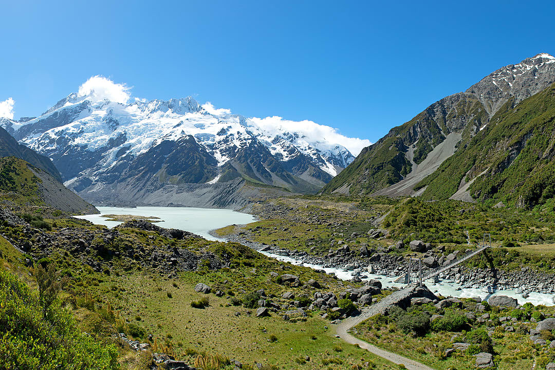 Hooker Valley Track in Mount Cook National Park, New Zealand