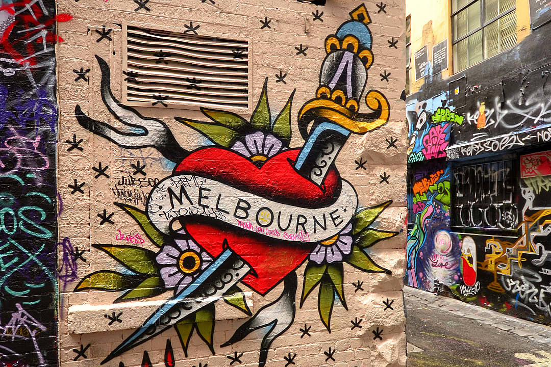 Graffiti on Hosier Lane, renowned for its vibrant street art and urban expression, is a must-see during the Melbourne International Arts Festival in October.
