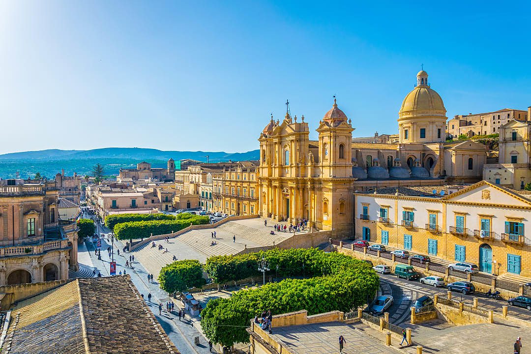 View of Basilica Cattedrale di San Nicolo, Noto, Sicily, Italy