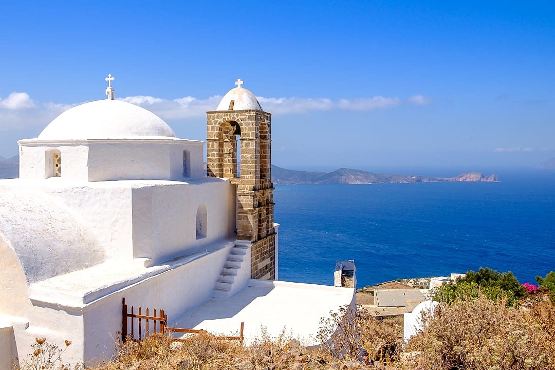 Greek Cycladic church on Milos Island, Greece