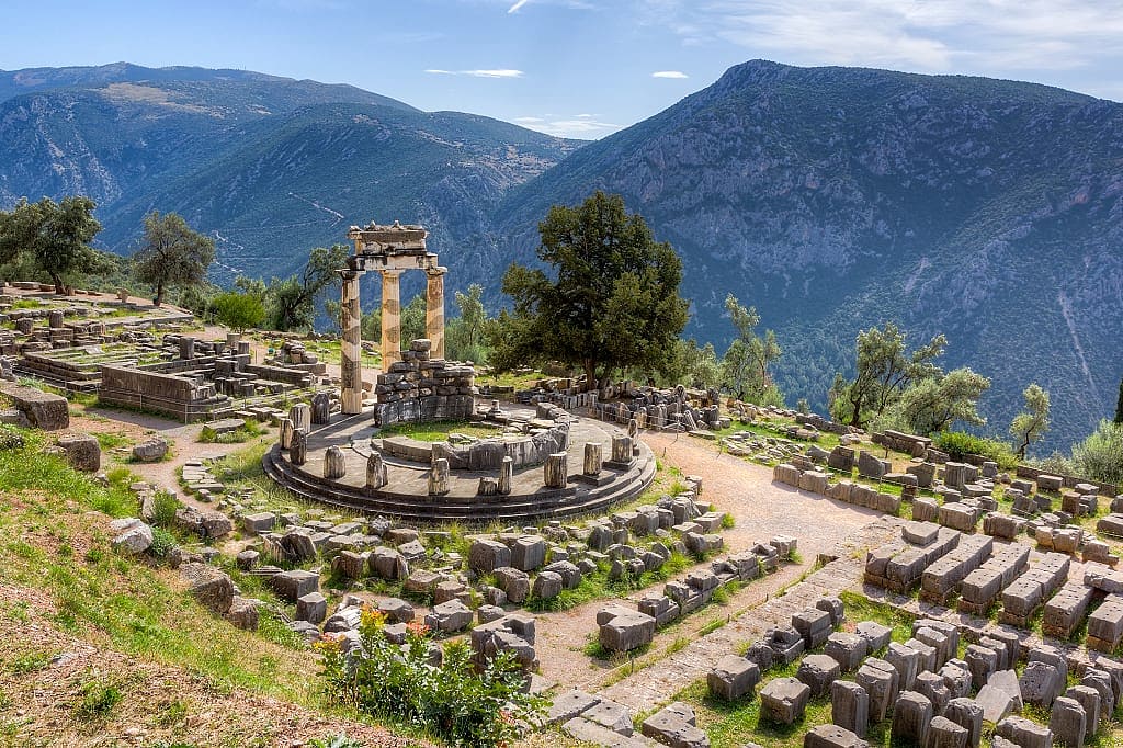 Athena Pronaia Temple in Delphi, Greece