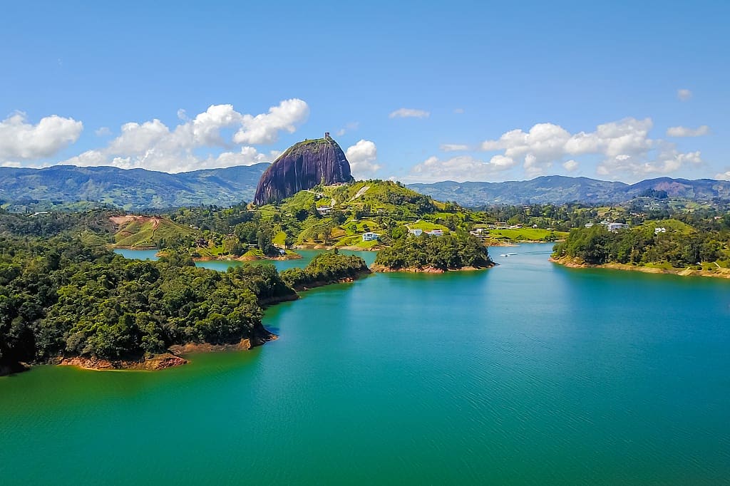 Penol lake and homonym stone in Guatape, Colombia
