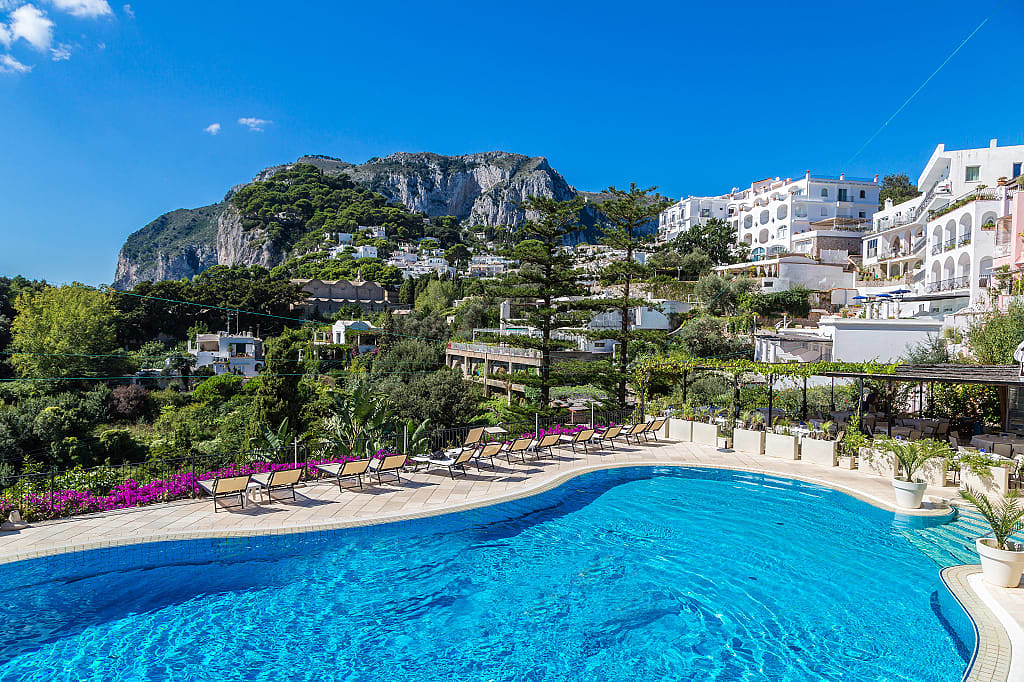 Hotel pool on the island of Capri, Italy
