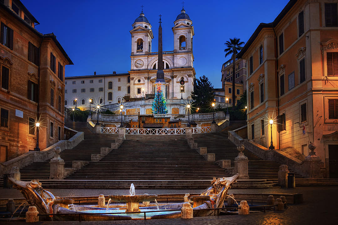 Christmas tree on the Spanish Steps in Rome, Italy