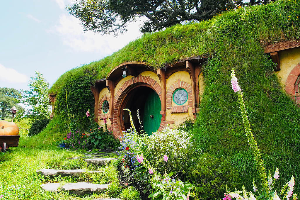 Hobbit house at Hobbiton in Matamata, New Zealand