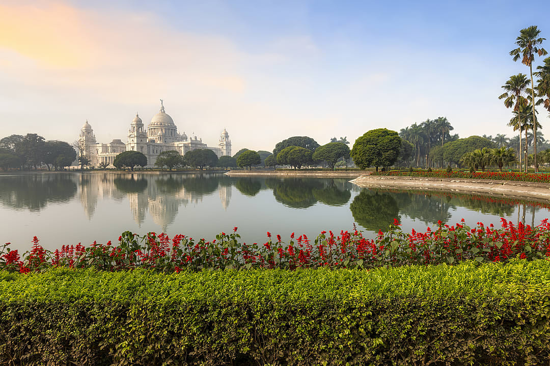 Colonial architecture building: the historic Victoria Memorial in Kolkata, Bengal.