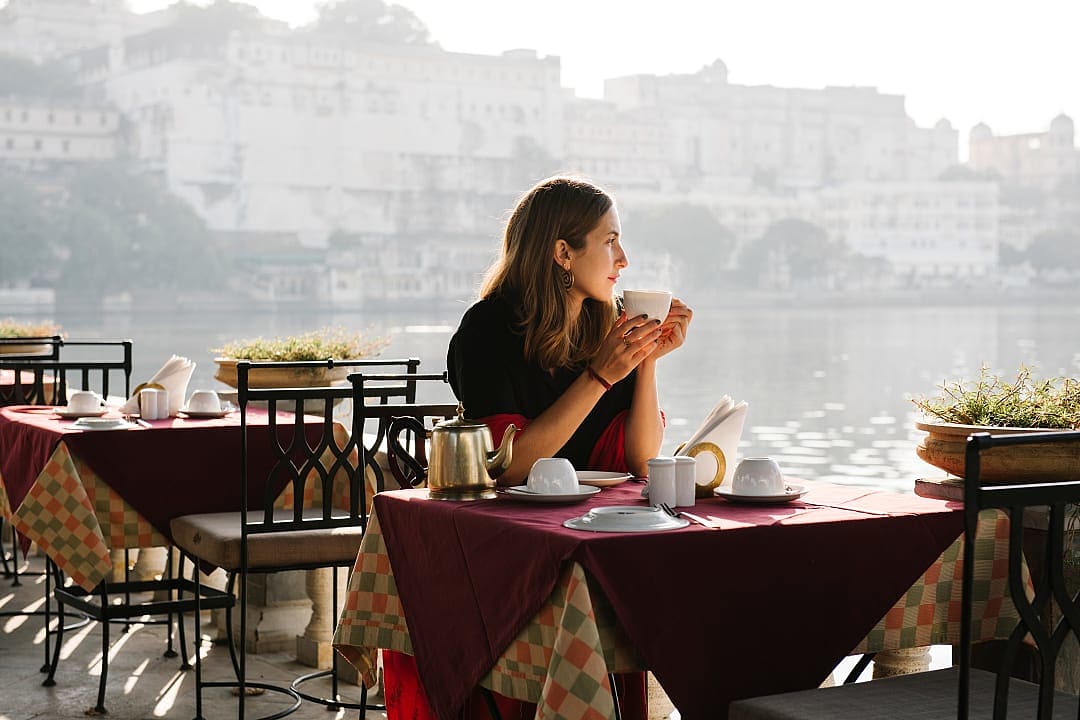 Breakfast at a restaurant in Udaipur.
