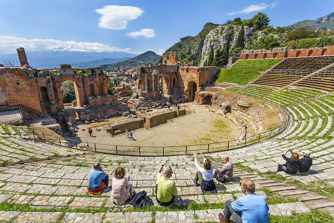 Ancient theater in Taormina, Sicily, Italy
