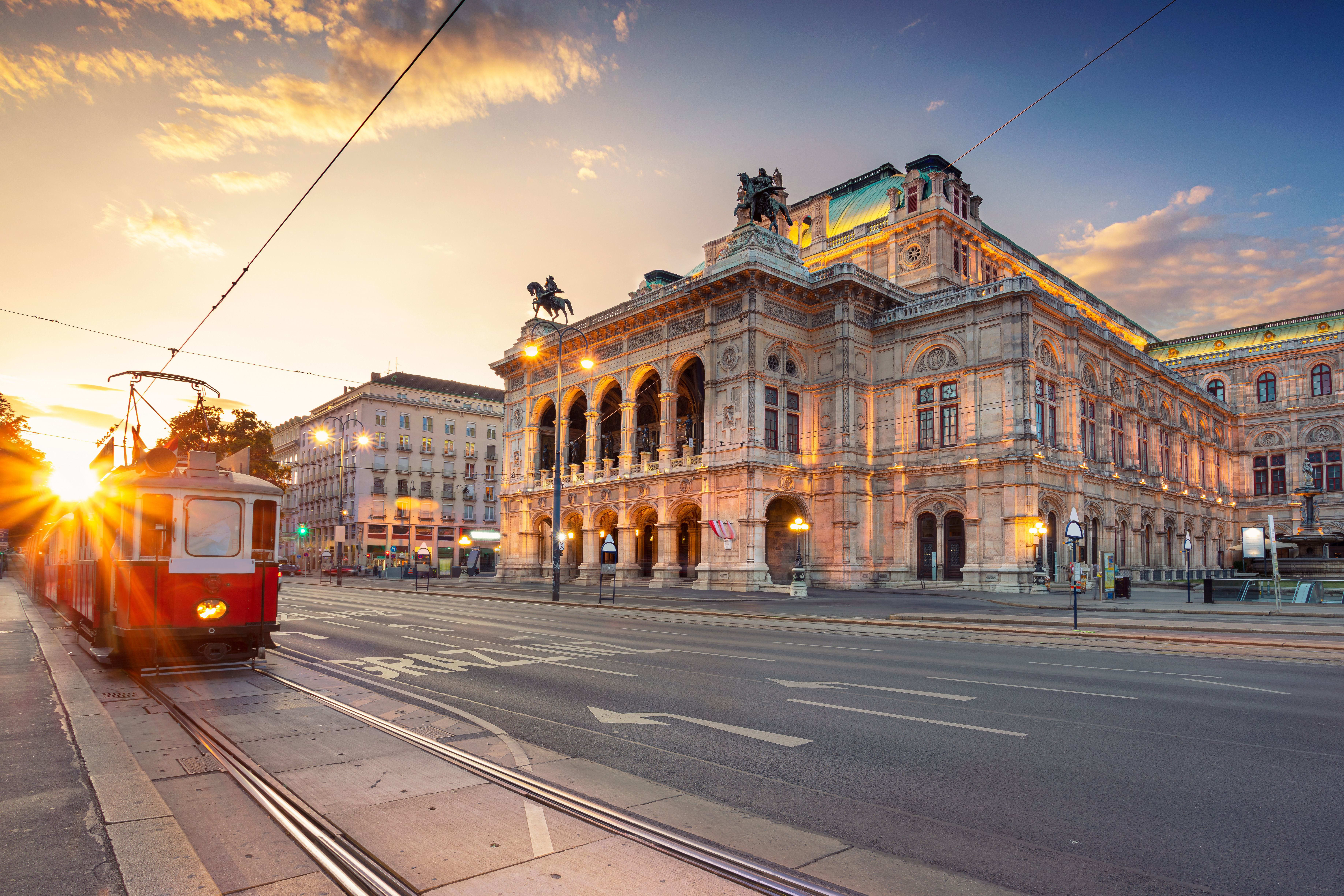 Vienna Opera House and iconic red tramway