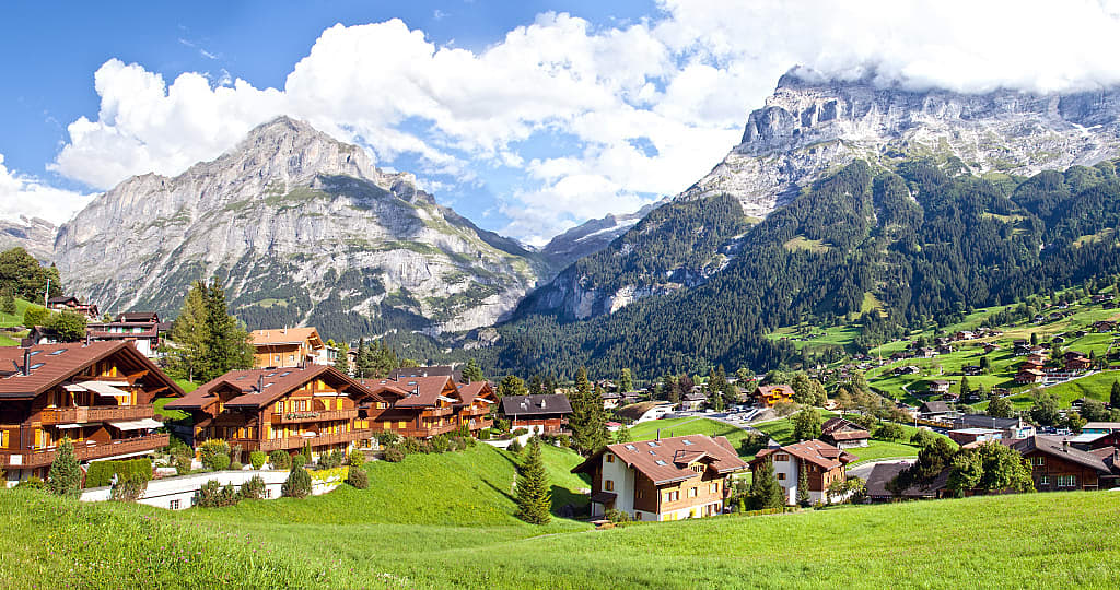 The village of Grindelwald in the Swiss Alps