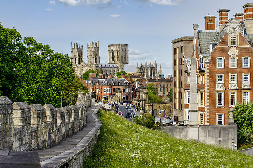 Fortified wall around York, England