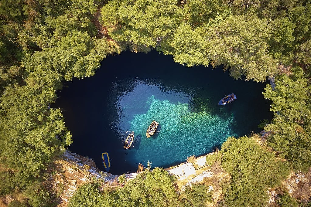 Melissani Lake Cave on Kefalonia, Greece