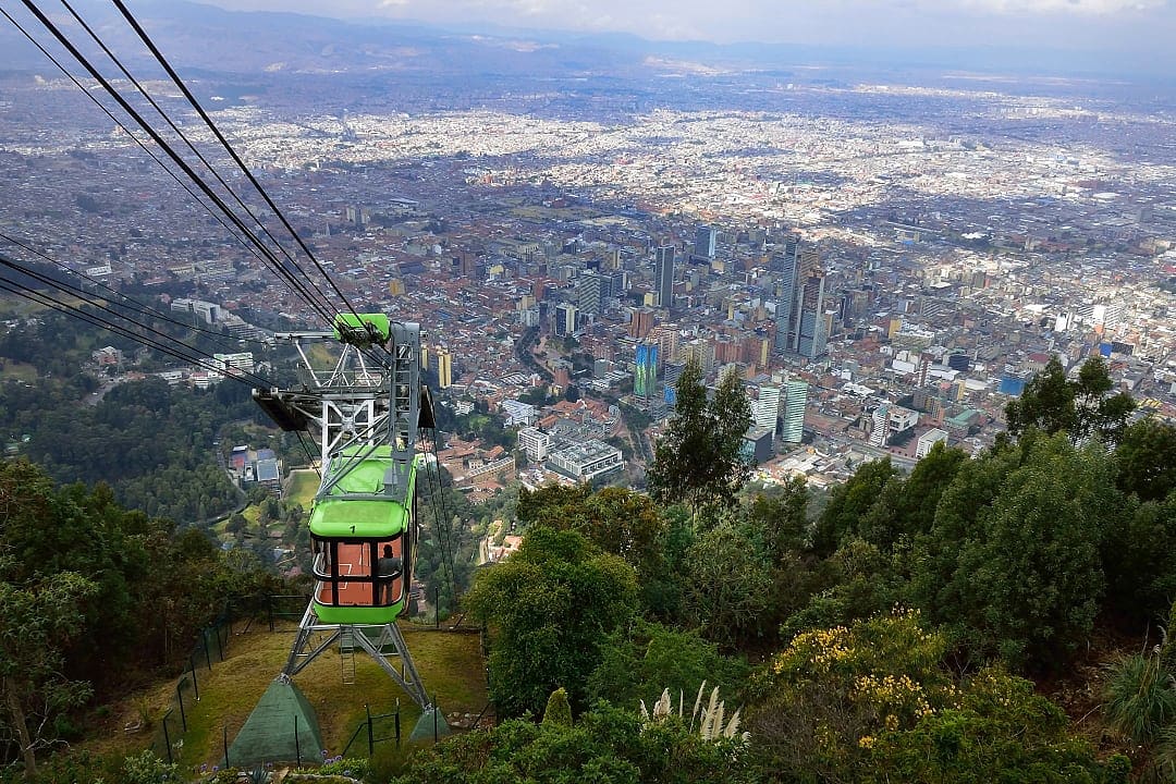 Cable car to Cerro de Monserrate in Bogota, Colombia. 