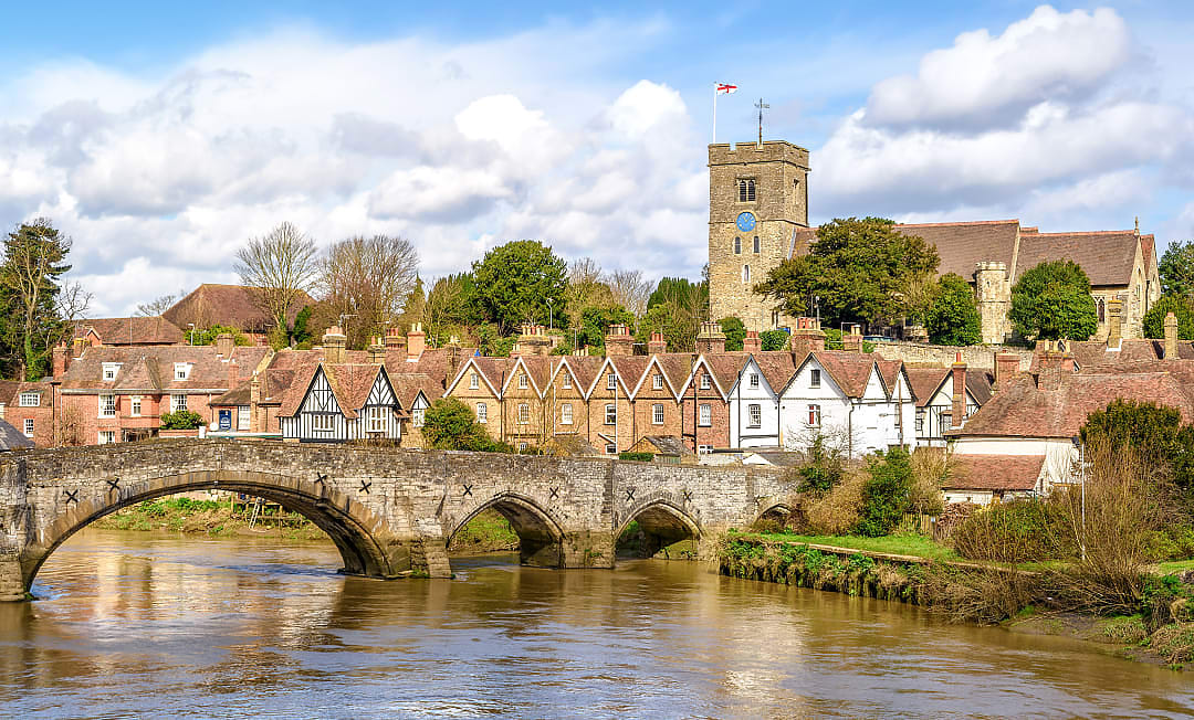 Aylesford village with medieval bridge in Kent, England
