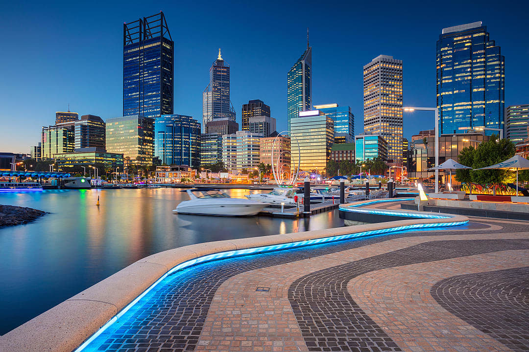 City of Perth at sunset, Australia