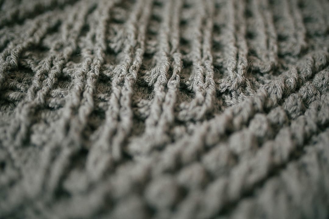 Close up depicting a traditional Aran sweater.