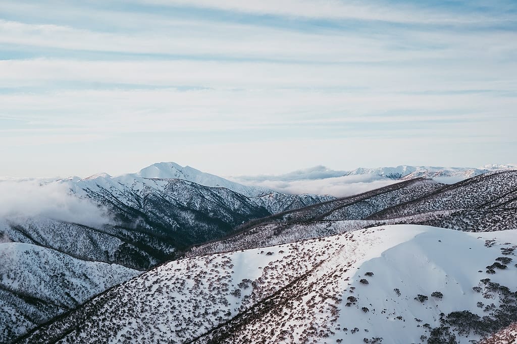 Winter snow in Hotham Heights, Victoria, Australia