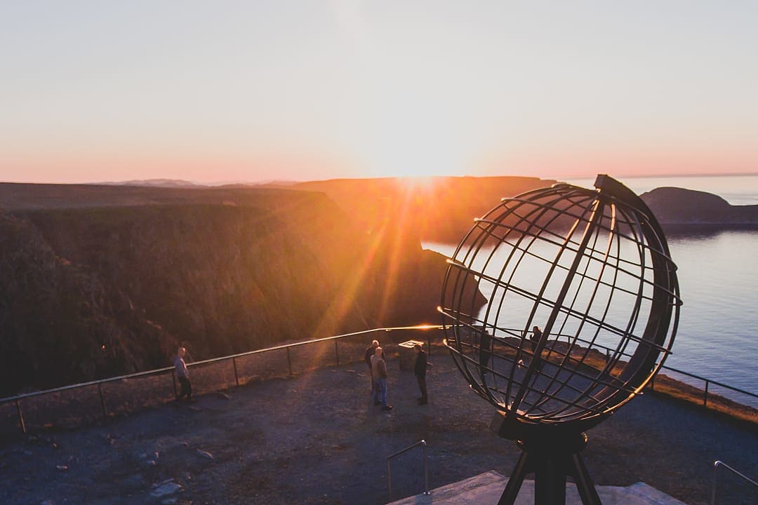 Midnight sun in North Cape, Norway