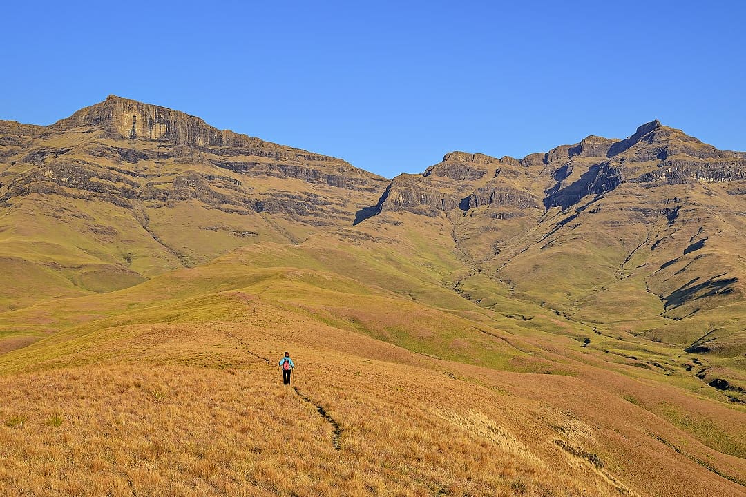 Hiking in the Drakensberg Mountains.