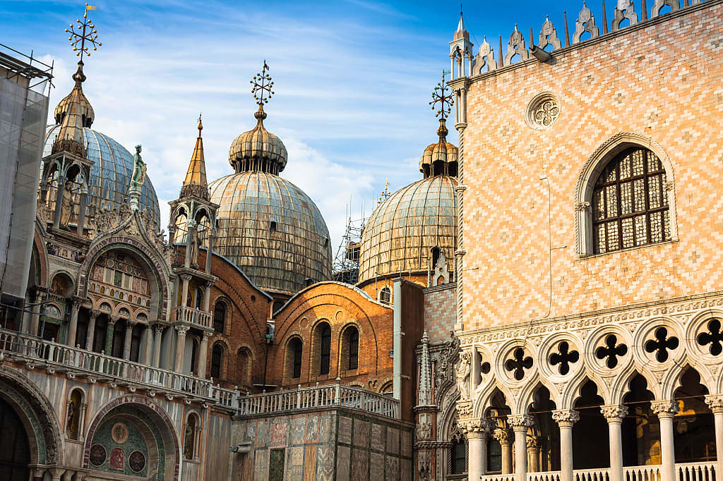 Architecture of San Marco Basilica and Doge's Palace in Venice
