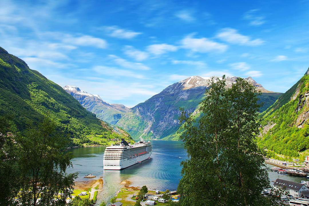 Cruise ship in Geiranger Fjord, Norway