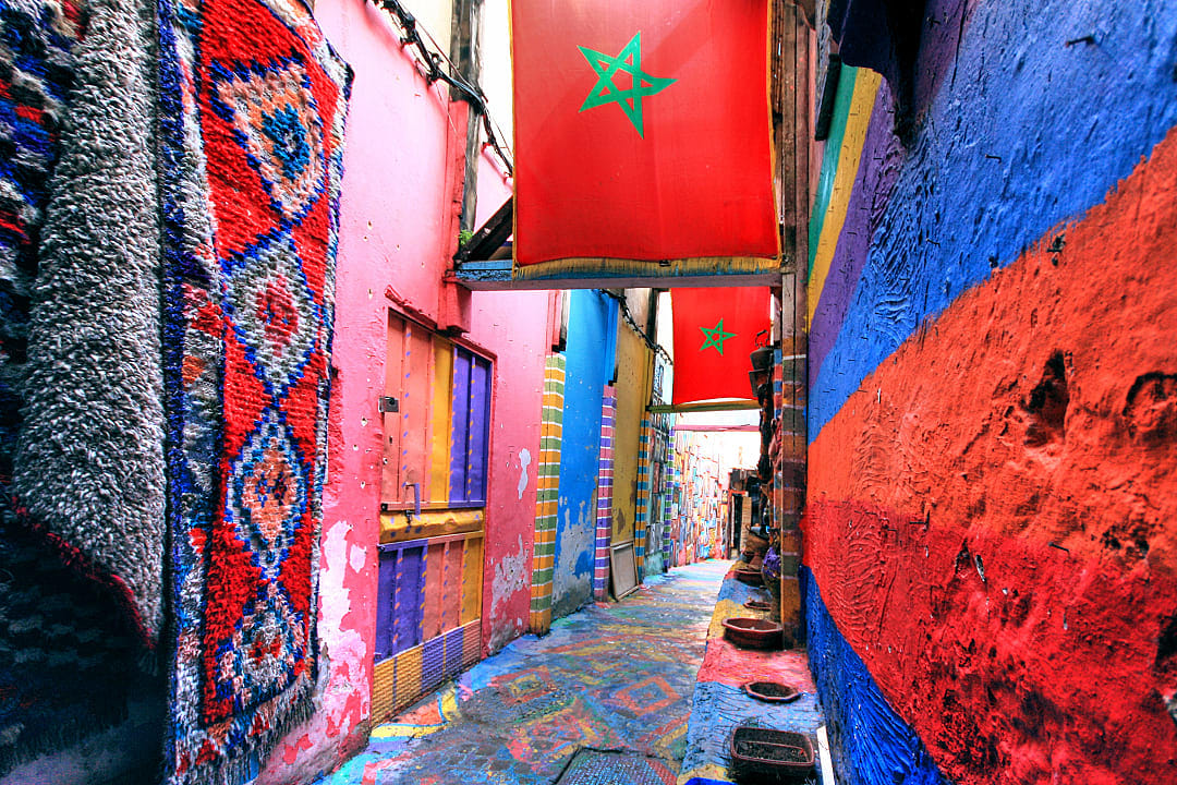 A view of Medina Street in Fez, Morocco, without the crowds.