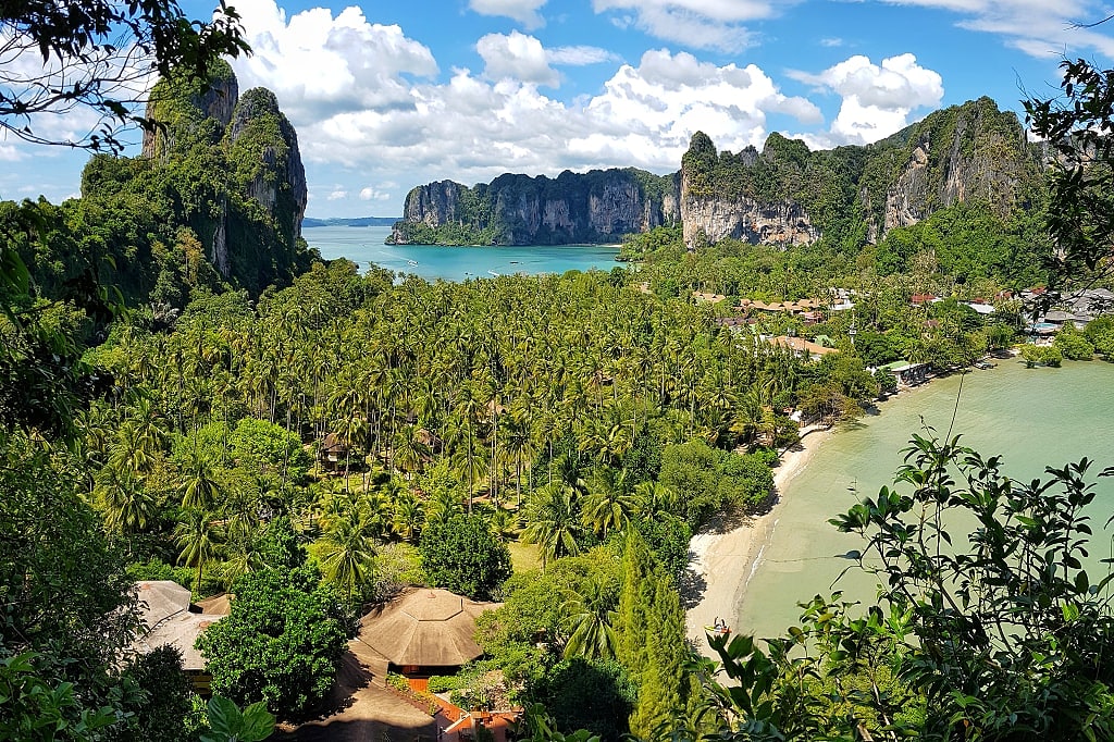 View of East Railay beach from Railay View Point in Krabi, Thailand