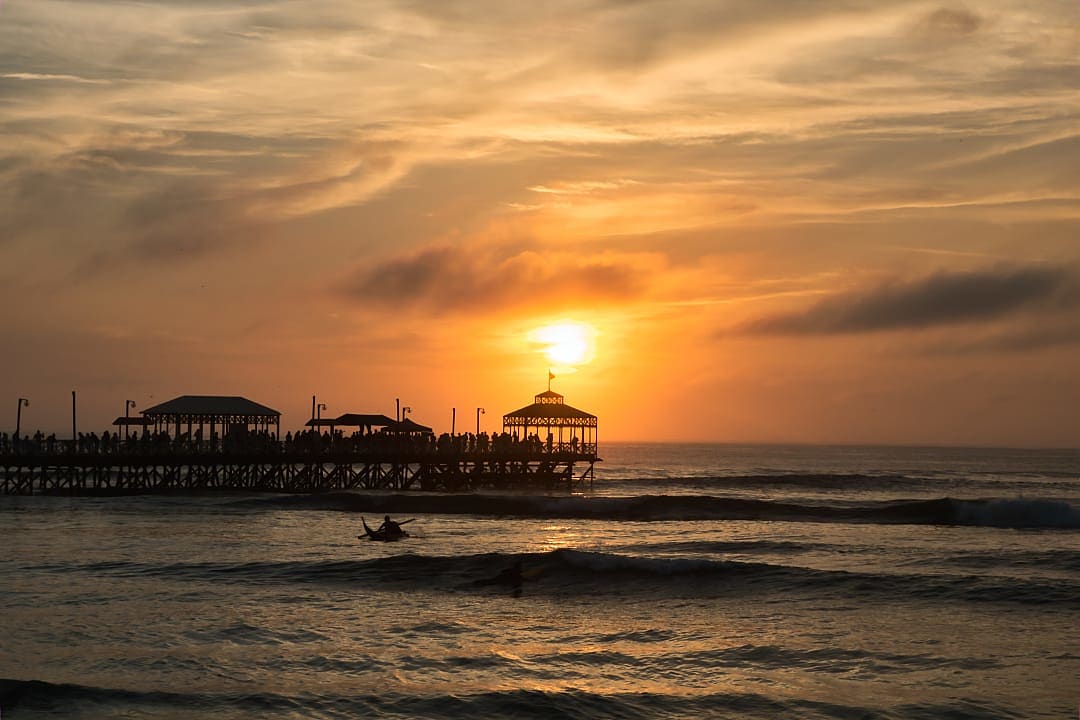 Beautiful sunset in Huanchaco, Peru