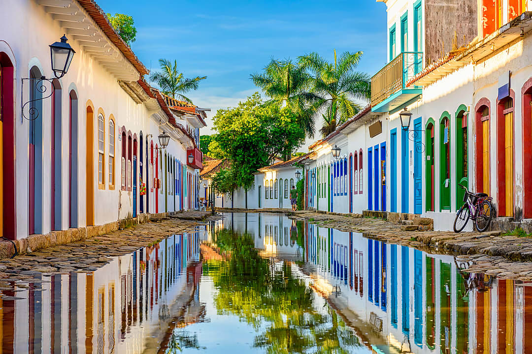 Colorful street in the historical center of Paraty, Brazil