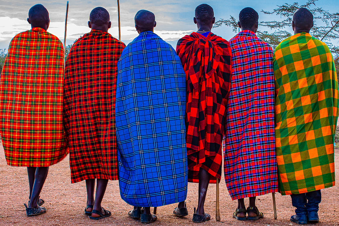 Maasai people in their cultural tribal dresses