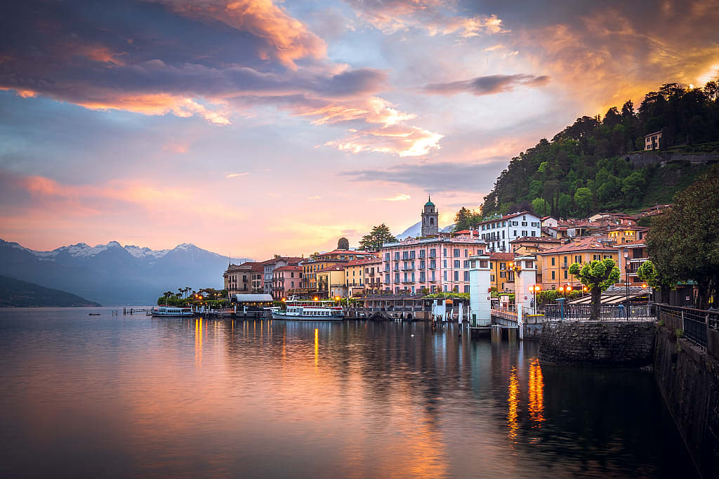 Sunrise in Bellagio on Lake Como in Italy
